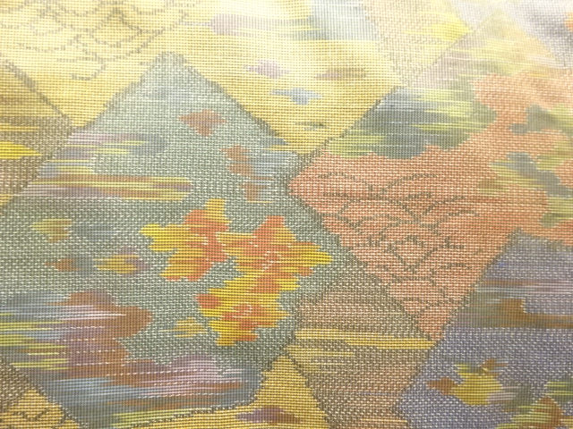 JAPANESE KIMONO / ANTIQUE KIMONO / SILK / OSHIMA TSUMUGI / WOVEN FLOWER